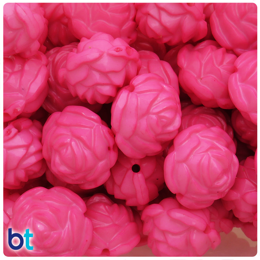 Light Pink Opaque 24mm Flower Plastic Beads (10pcs)